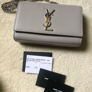 YSL Kate Small in Grain De Poudre Embossed Leather